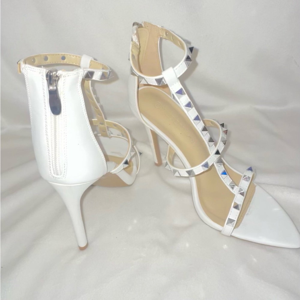 White open toe heels size 8